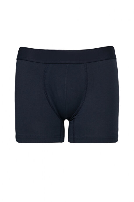 Premium Pamuklu 3'lü Paket Esnek Gri-Lacivert Boxer resmi