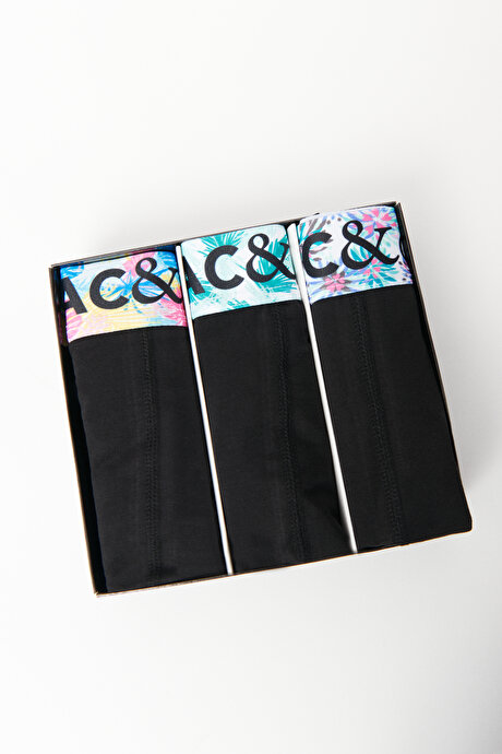 Premium Pamuklu 3'lü Paket Özel Kutulu Esnek Siyah Üçlü Boxer resmi