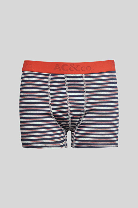 Premium Pamuklu 3'lü Paket Desenli Lacivert-Gri Boxer resmi