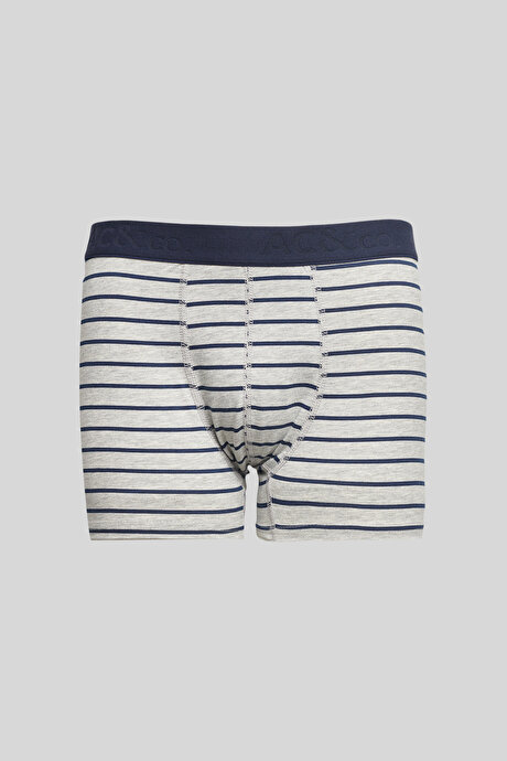 Premium Pamuklu 3'lü Paket Desenli Lacivert-Gri Boxer resmi