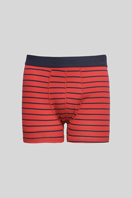 Premium Pamuklu 3'lü Paket Esnek Lacivert-Kırmızı Boxer resmi