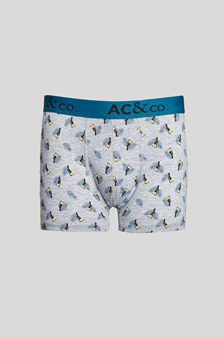 Premium Pamuklu 3'lü Paket Desenli Siyah-Yeşil Boxer resmi