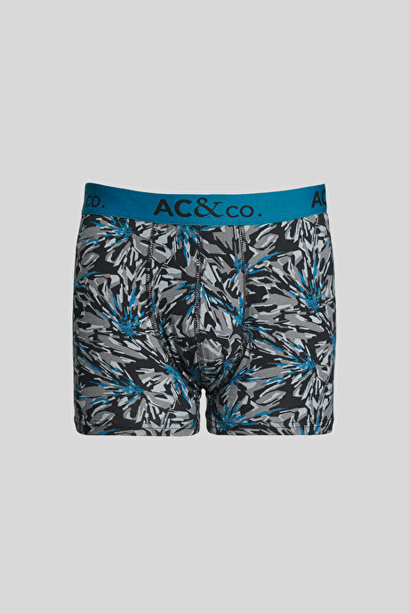 Premium Pamuklu 3'lü Paket Desenli Siyah-Yeşil Boxer resmi