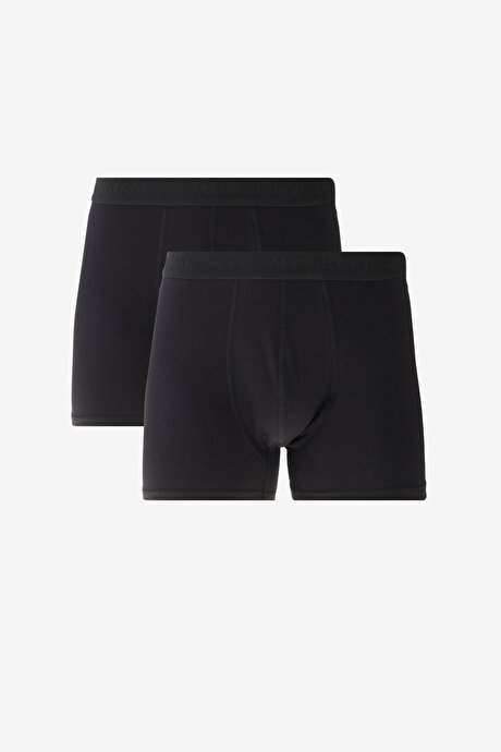 Pamuklu 2'li Paket Esnek Siyah Boxer resmi