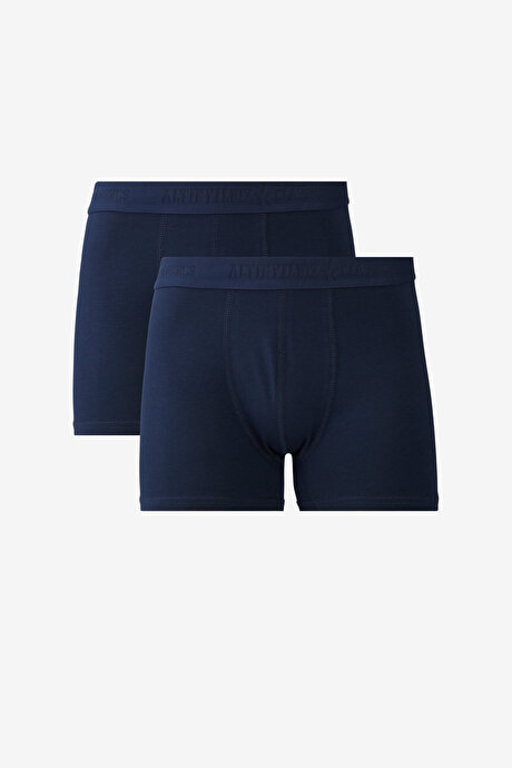 Pamuklu 2'li Paket Esnek Lacivert Boxer resmi