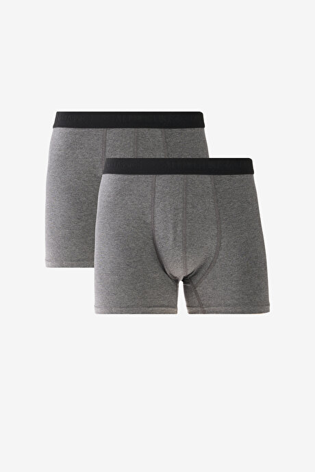 Pamuklu 2'li Paket Esnek Antrasit Boxer resmi