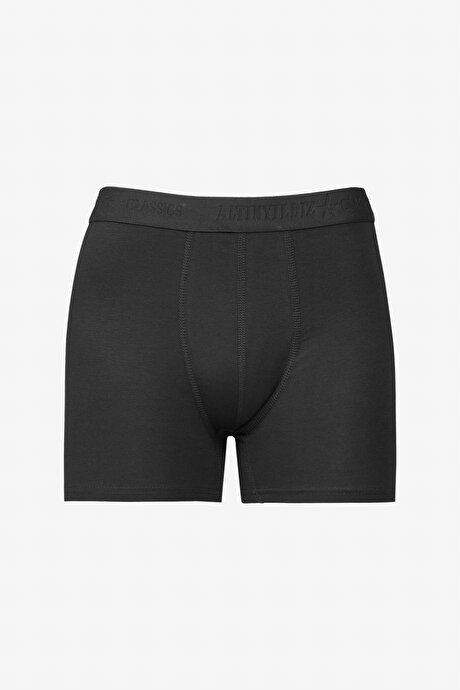Premium Pamuklu 2'li Paket Esnek Siyah-Antrasit Boxer resmi
