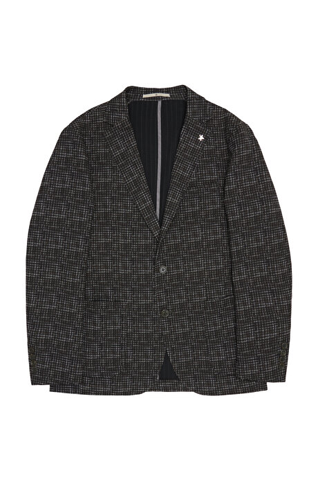 Slim Fit Dar Kesim Mono Yaka Kazayağı Desenli Haki Ceket resmi