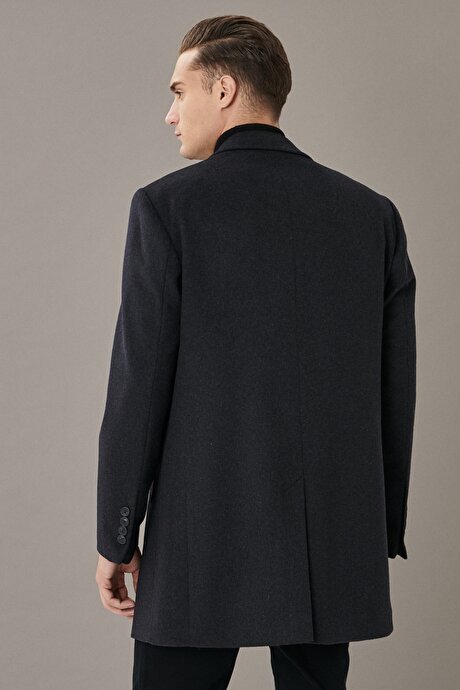 Standart Fit Normal Kesim Mono Yaka Yünlü Antrasit Palto resmi