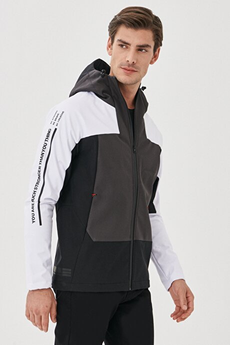 Standart Fit Su ve Soğuk Geçirmez Siyah-Beyaz Mont resmi