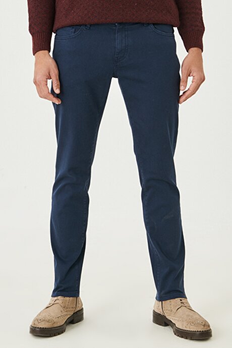360 Derece Her Yöne Esneyen Slim Fit Dar Kesim Pamuklu Rahat Lacivert Pantolon resmi