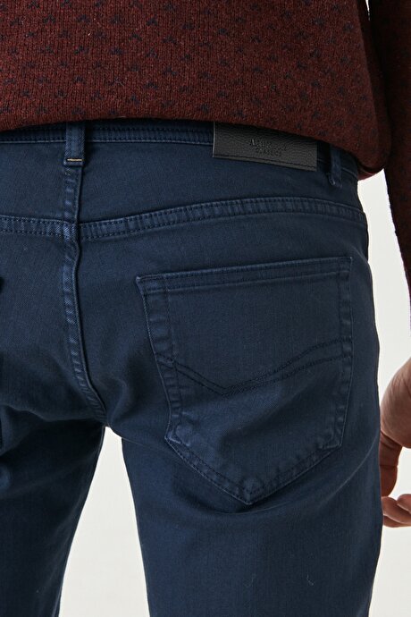 360 Derece Her Yöne Esneyen Slim Fit Dar Kesim Pamuklu Rahat Lacivert Pantolon resmi