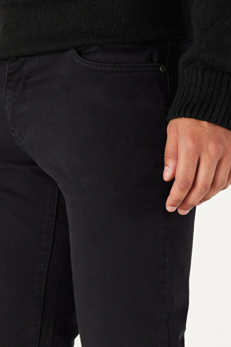 360 Derece Her Yöne Esneyen Slim Fit Dar Kesim Pamuklu Rahat Siyah Pantolon resmi