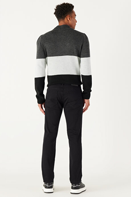 360 Derece Her Yöne Esneyen Slim Fit Dar Kesim Pamuklu Rahat Siyah Pantolon resmi