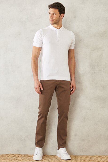 360 Derece Her Yöne Esneyen Slim Fit Dar Kesim Pamuklu Rahat Vizon Pantolon resmi