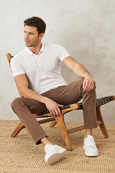 360 Derece Her Yöne Esneyen Slim Fit Dar Kesim Pamuklu Rahat Vizon Pantolon resmi