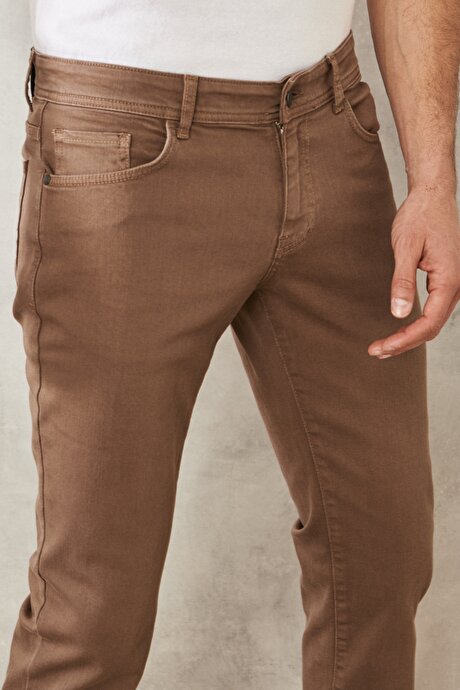 360 Derece Her Yöne Esneyen Slim Fit Dar Kesim Pamuklu Rahat Vizon Pantolon resmi