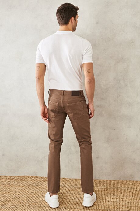 360 Derece Her Yöne Esneyen Slim Fit Dar Kesim Pamuklu Rahat Vizon Pantolon resmi