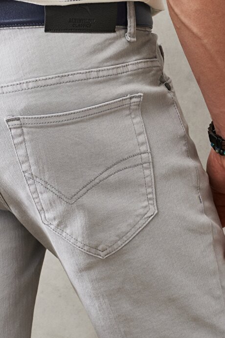 360 Derece Her Yöne Esneyen Rahat Slim Fit Gri Pantolon resmi
