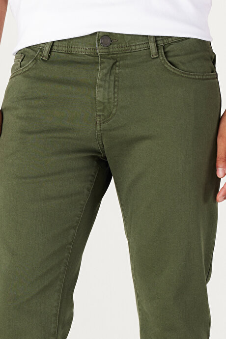 360 Derece Her Yöne Esneyen Rahat Slim Fit Haki Pantolon resmi