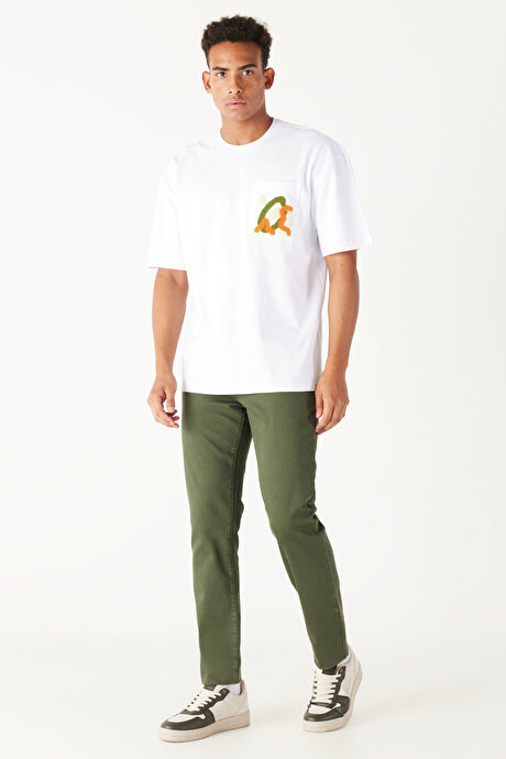 360 Derece Her Yöne Esneyen Rahat Slim Fit Haki Pantolon resmi