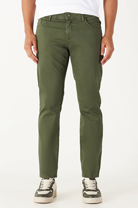 360 Derece Her Yöne Esneyen Rahat Slim Fit Haki Pantolon resmi