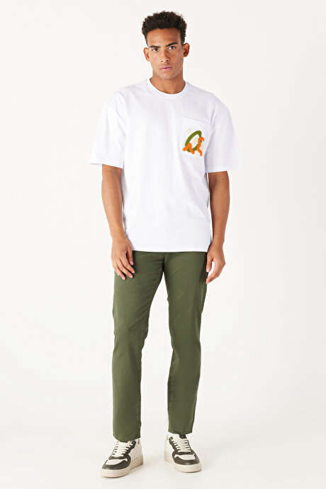 360 Derece Her Yöne Esneyen Rahat Slim Fit Haki Pantolon resmi