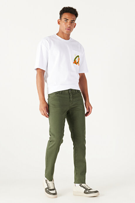 360 Derece Her Yöne Esneyen Rahat Slim Fit Haki Pantolon resmi