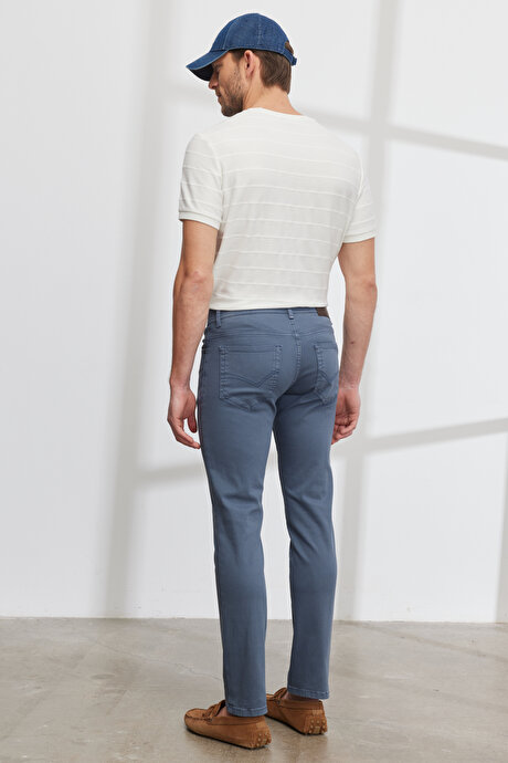 360 Derece Her Yöne Esneyen Rahat Slim Fit Indigo Pantolon resmi