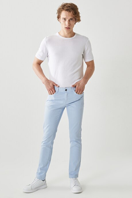 360 Derece Her Yöne Esneyen Rahat Slim Fit Mavi Pantolon resmi