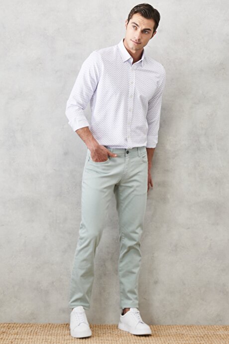 360 Derece Her Yöne Esneyen Rahat Slim Fit Su Yeşili Pantolon resmi
