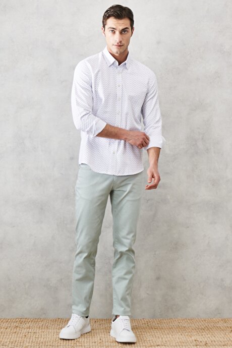 360 Derece Her Yöne Esneyen Rahat Slim Fit Su Yeşili Pantolon resmi