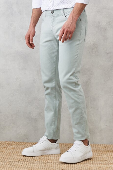 360 Derece Her Yöne Esneyen Rahat Slim Fit Su Yeşili Pantolon resmi