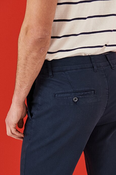 Comfort Fit 360 Derece Her Yöne Esneyen Yan Cep Lacivert Pantolon resmi