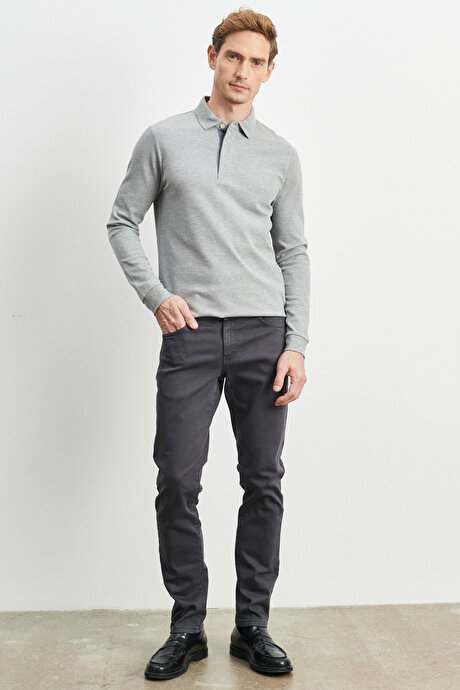 360 Derece Her Yöne Esneyen Slim Fit Dar Kesim Pamuklu Rahat Antrasit Pantolon resmi