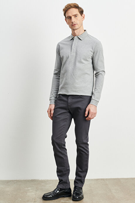 360 Derece Her Yöne Esneyen Slim Fit Dar Kesim Pamuklu Rahat Antrasit Pantolon resmi