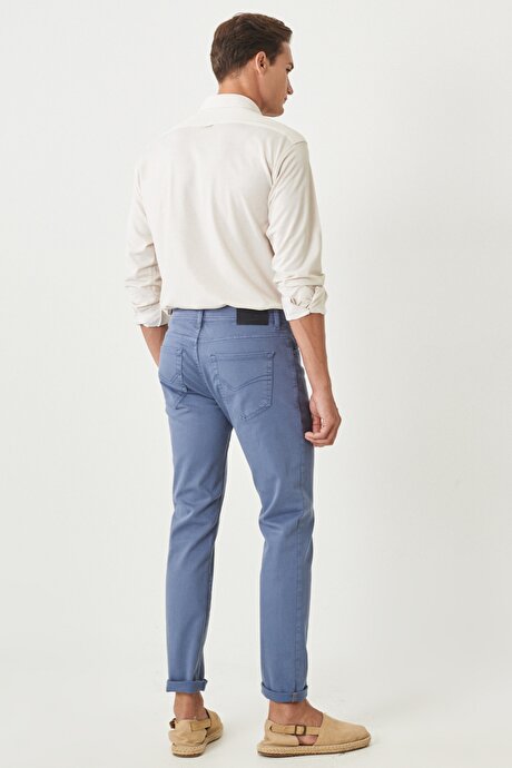 360 Derece Her Yöne Esneyen Slim Fit Dar Kesim Pamuklu Rahat İndigo Pantolon resmi