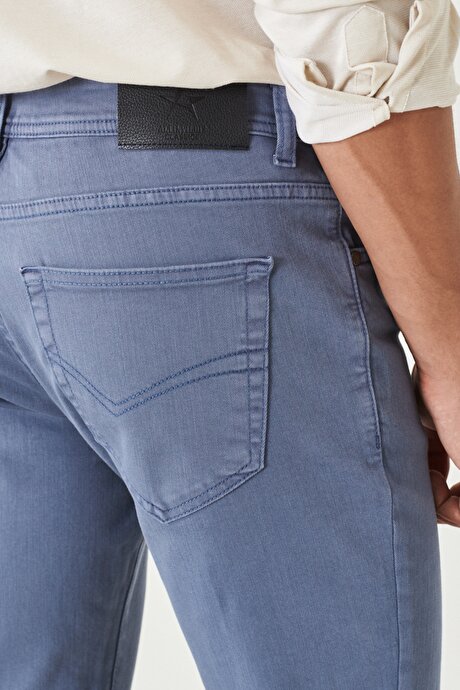 360 Derece Her Yöne Esneyen Slim Fit Dar Kesim Pamuklu Rahat İndigo Pantolon resmi
