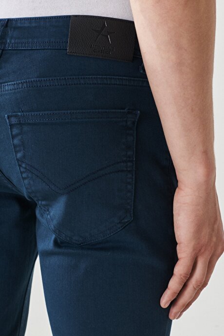360 Derece Her Yöne Esneyen Slim Fit Dar Kesim Pamuklu Rahat Lacivert Pantolon resmi