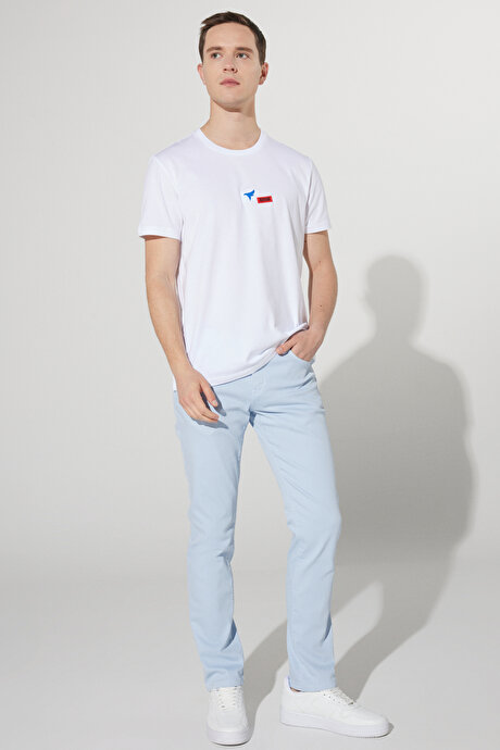 360 Derece Her Yöne Esneyen Slim Fit Dar Kesim Pamuklu Rahat Mavi Pantolon resmi