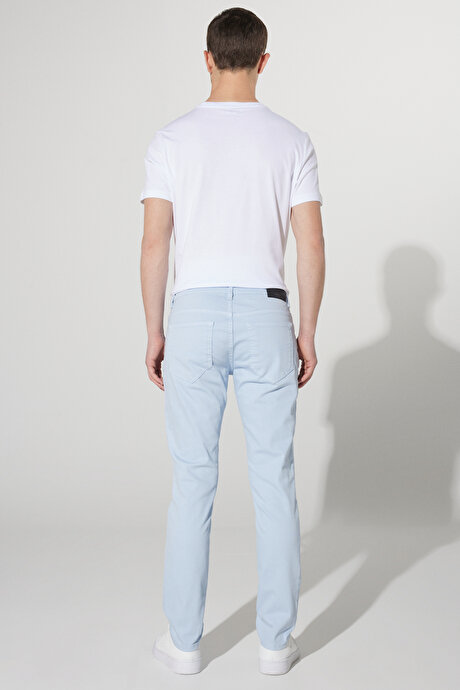 360 Derece Her Yöne Esneyen Slim Fit Dar Kesim Pamuklu Rahat Mavi Pantolon resmi