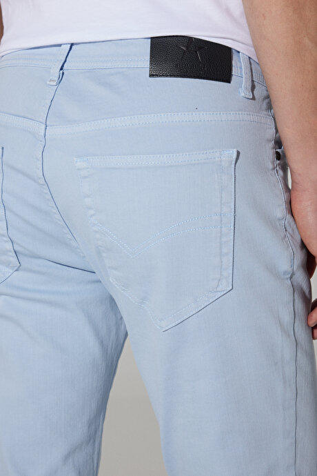 360 Derece Her Yöne Esneyen Slim Fit Dar Kesim Pamuklu Rahat Mavi Pantolon resmi