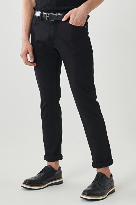 360 Derece Her Yöne Esneyen Slim Fit Dar Kesim Pamuklu Rahat Siyah Pantolon resmi