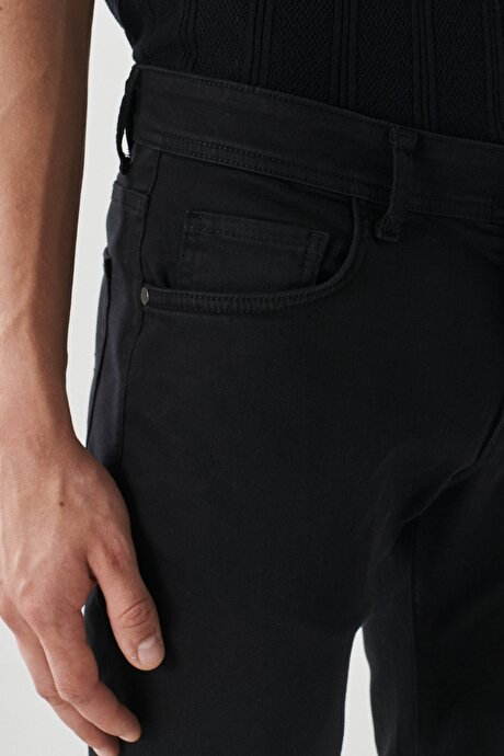 360 Derece Her Yöne Esneyen Slim Fit Dar Kesim Pamuklu Rahat Siyah Pantolon resmi