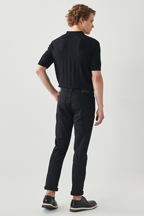 360 Derece Her Yöne Esneyen Slim Fit Dar Kesim Pamuklu Rahat Siyah Pantolon resmi