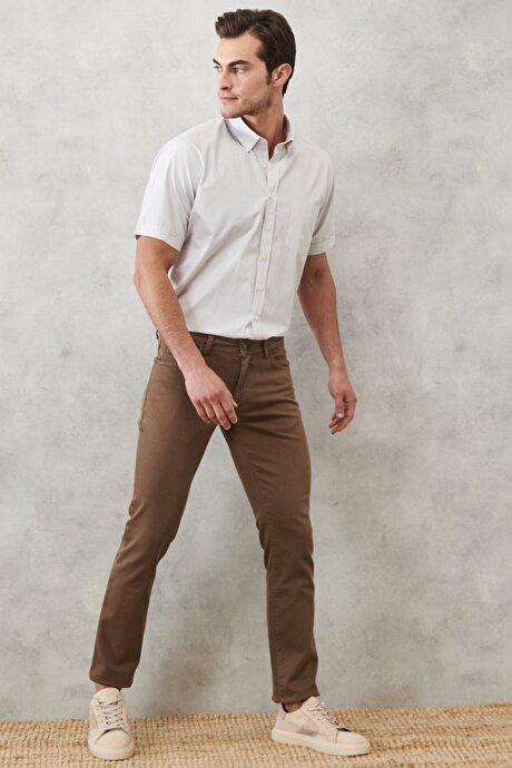 360 Derece Her Yöne Esneyen Slim Fit Dar Kesim Pamuklu Rahat Vizon Pantolon resmi