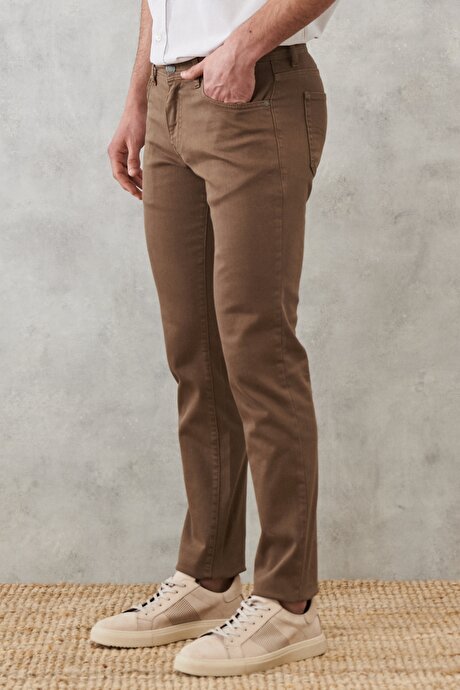 360 Derece Her Yöne Esneyen Slim Fit Dar Kesim Pamuklu Rahat Vizon Pantolon resmi