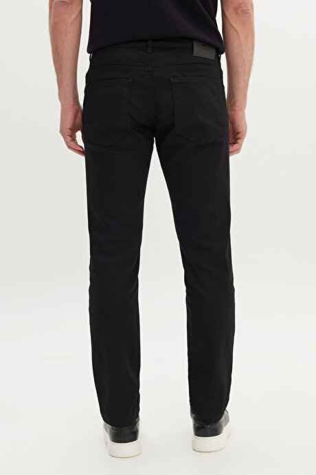 360 Derece Her Yöne Esneyen Slim Fit Dar Kesim Diyagonal Desenli Siyah Pantolon resmi