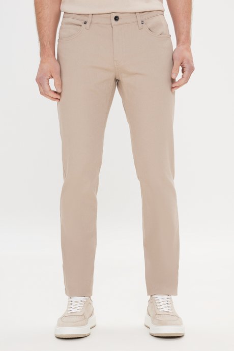 360 Derece Her Yöne Esneyen Slim Fit Dar Kesim Diyagonal Desenli Taş Pantolon resmi