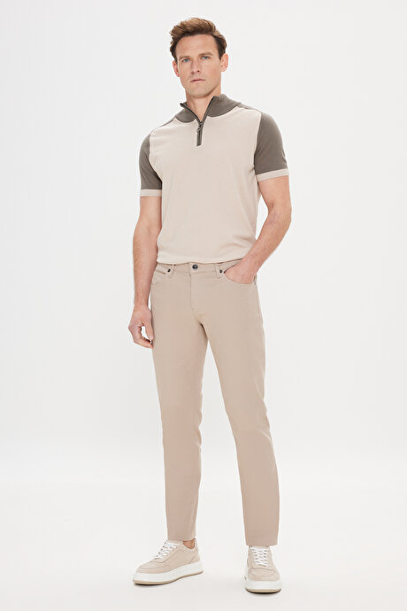 360 Derece Her Yöne Esneyen Slim Fit Dar Kesim Diyagonal Desenli Taş Pantolon resmi